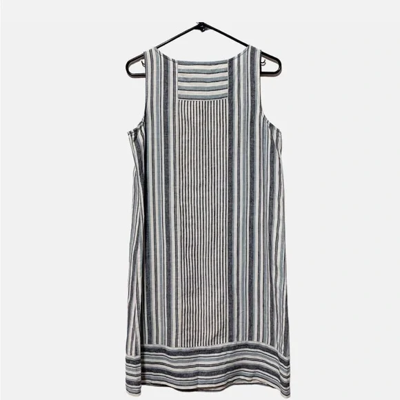 J.Jill Stripe White Grey Sleeveless Dress - Picture 2 of 8